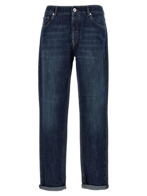 Brunello Cucinelli Men Logo Embroidery Jeans