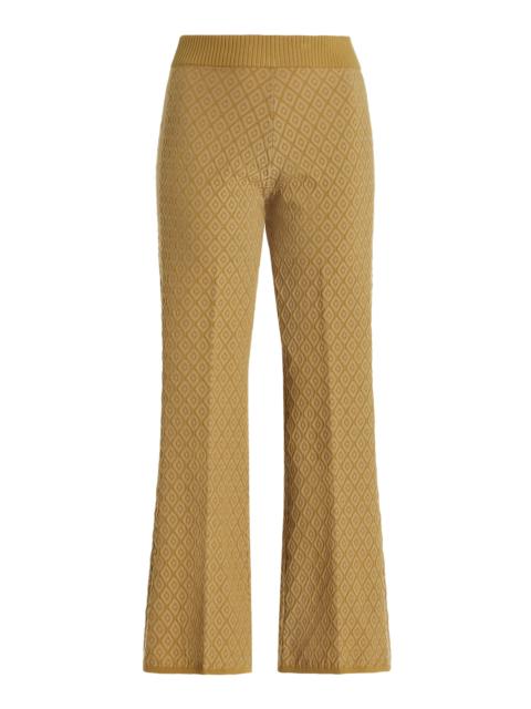 HIGH SPORT Kickit Flared Diamond-Jacquard Knit Pants neutral