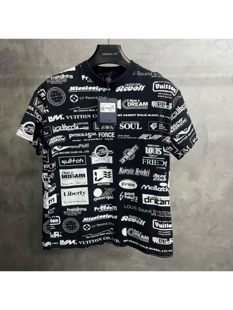 Louis Vuitton Louis Vuitton Black Short-Sleeve Casual T-Shirt with Multi-Logo Letter Print