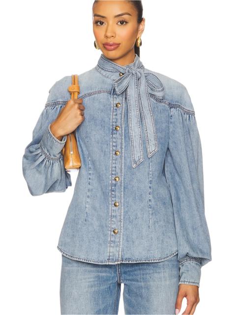 Zimmermann Denim Tie Neck Blouse