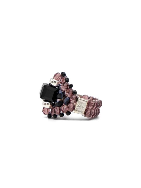 NEEDLES NEEDLES x Tie A Knot Square Crystal Beads Ring - Black x Purple