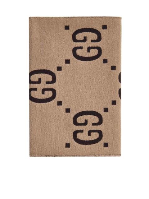 GUCCI Gucci Men Wool And Silk Scarf With Gg Jacquard Pattern