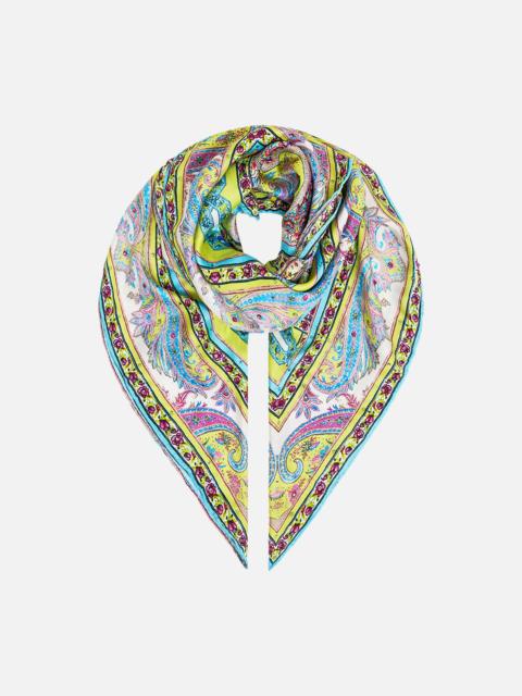 CAMILLA LARGE CRYSTALLED SILK SQUARE SCARF