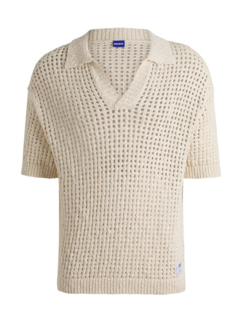 HUGO CROCHET KNIT POLO IN COTTON WITH JOHNNY COLLAR