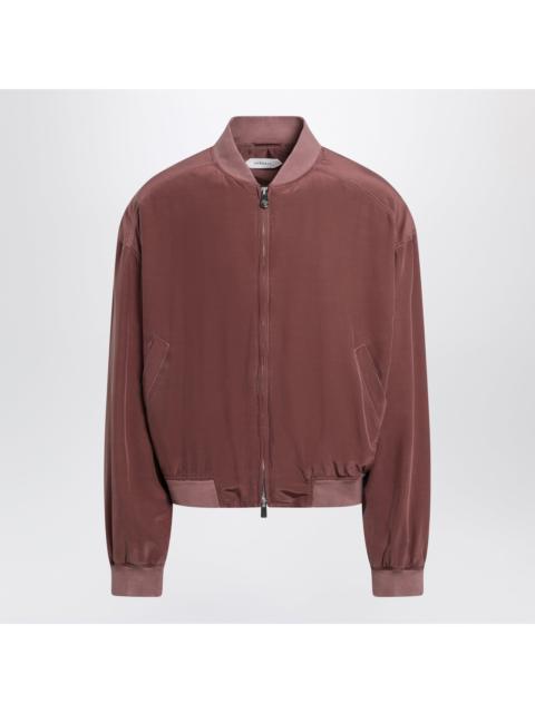 VERSACE Versace Aubergine Silk Bomber Jacket Men