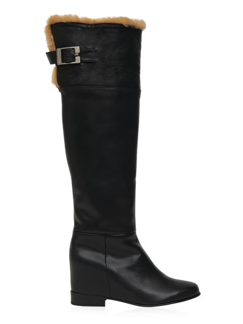 REIKE NEN Fur-Lined Thigh-High Boots black