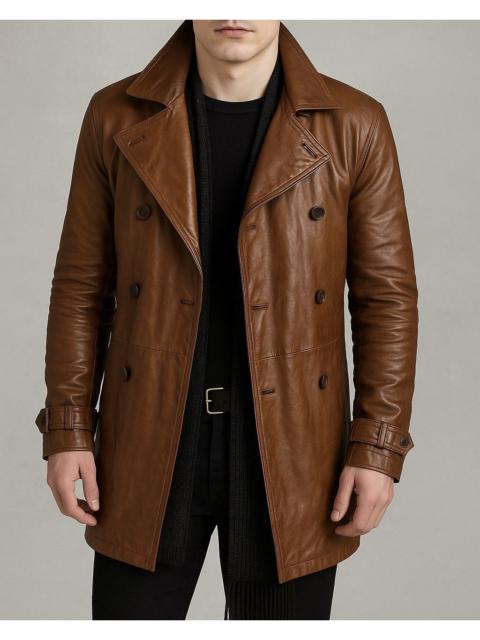 Other Designers Genuine Leather × John Varvatos - JOHN VARVATOS GOAT LEATHER TRENCH COAT ITALY SIZE 52