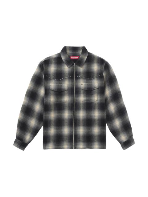 Supreme Supreme Studded Shadow Plaid Zip Up Shirt Black | REVERSIBLE