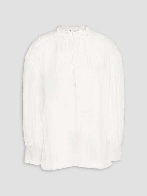 Alice + Olivia Ruffled cotton and silk-blend voile blouse