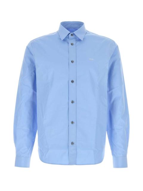Prada Prada Men Cerulean Blue Poplin Shirt