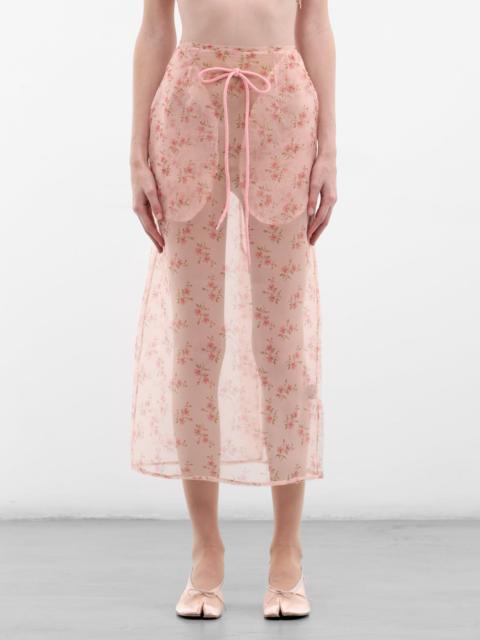 Simone Rocha Nude Floral Organza Midi Skirt