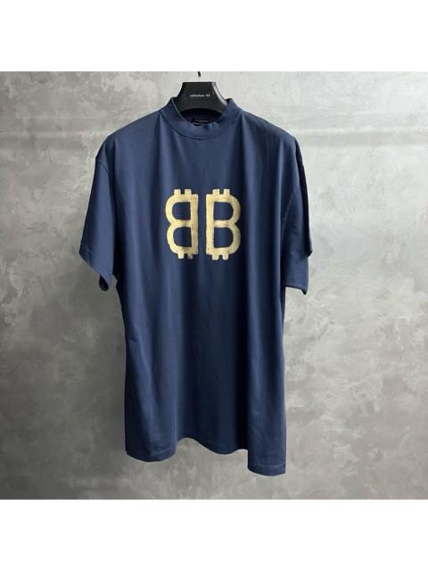 BALENCIAGA Balenciaga 2024 Blue Letter-Print Crewneck Short-Sleeve T-Shirt