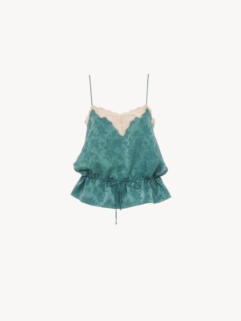 Chloé DRAWSTRING CAMISOLE TOP IN SILK JACQUARD & LACE