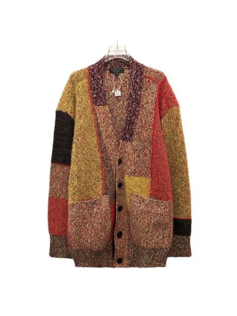 Burberry Burberry Color-Blocked Wool V Single-Breasted Long Sleeve Knit Cardigan