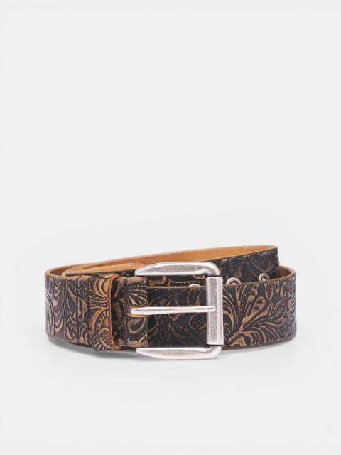 Our Legacy Black Vintage Paisley Leather Belt