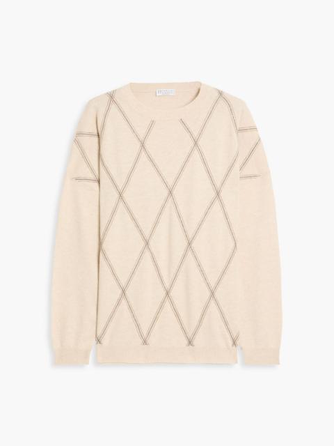 Brunello Cucinelli Bead-embellished wool, cashmere and silk-blend sweater