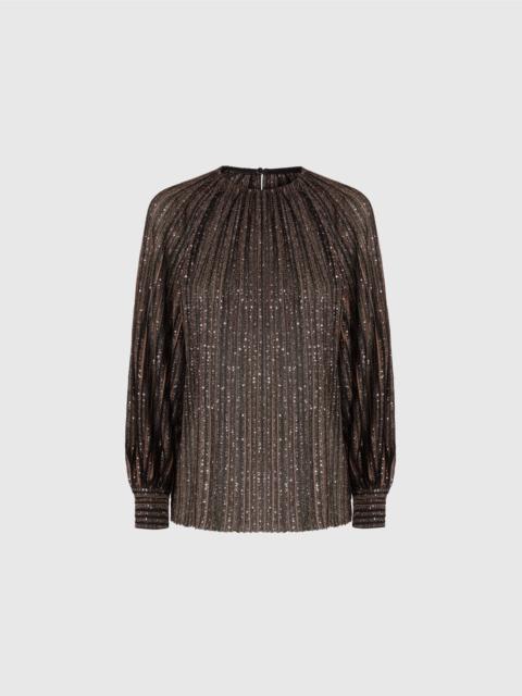 Missoni Flared Crew Neck Sweater with Lamé Stripes