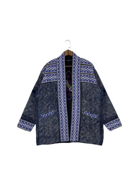 Other Designers Vintage Kantha Quilted Indigo Reversible Kimono