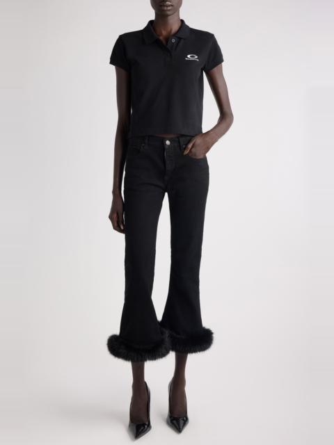 BALENCIAGA Balenciaga Logo Embroidered Cotton Piqué Polo in 1070 Black/White at Nordstrom