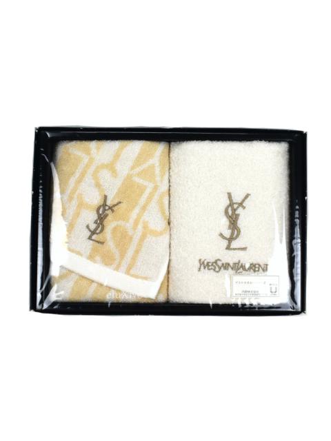 SAINT LAURENT Ivory White Set of 2 YSL Logo Hand Towels (Medium)