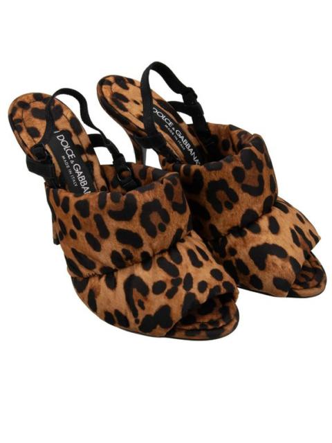 Dolce & Gabbana Leopard Padded Straps Sandals Heels Pumps KEIRA Brown 13388