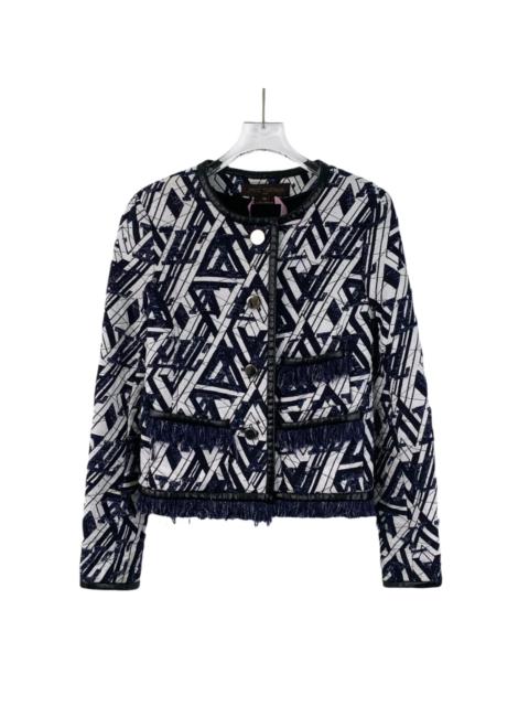 Louis Vuitton Louis Vuitton Color-Blocked Logo Cotton Crew Neck Single-Breasted Long Sleeve Jacket
