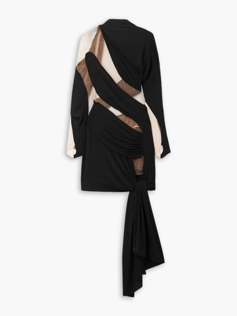 MUGLER Illusion asymmetric stretch-jersey and tulle mini dress