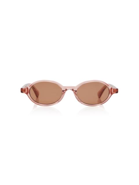 Bottega Veneta Slim Ribbon Acetate Sunglasses red