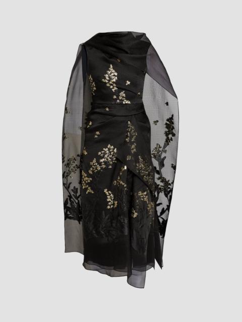 Erdem ORGANZA FIL COUPÉ DRAPED MIDI DRESS