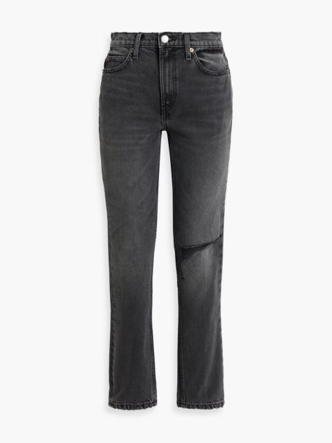 RE/DONE 70s Stove cropped distressed high-rise straight-leg jeans