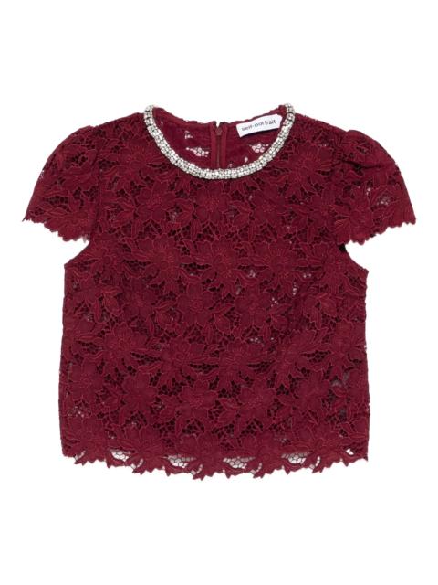 self-portrait lace crystal-trim blouse