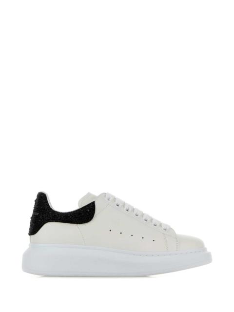 Alexander McQueen Alexander Mcqueen Women White Leather Sneakers With Embellished Suede Heel