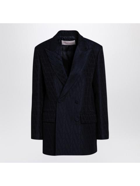 Valentino Navy Blue Double-Breasted Jacket Toile Iconographe Women