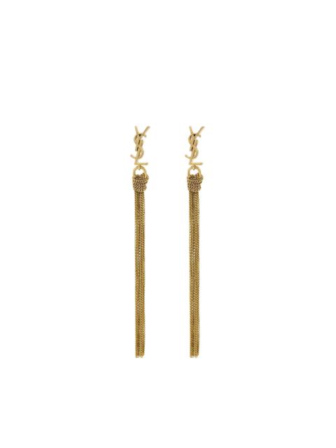SAINT LAURENT METAL EARRINGS WITH CASSANDRE TASSEL