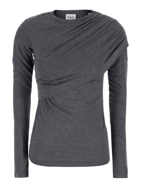 Isabel Marant Étoile Isabel Marant Etoile Women Dressi-Ga Is A Gray Blouse In Tech Fabric With Long Sleeves And Front But