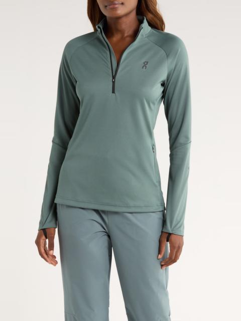 On On Climate Quarter Zip Running Top in Olive at Nordstrom