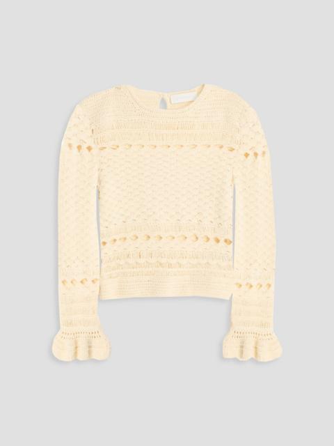 Zimmermann Ruffled crocheted cotton sweater