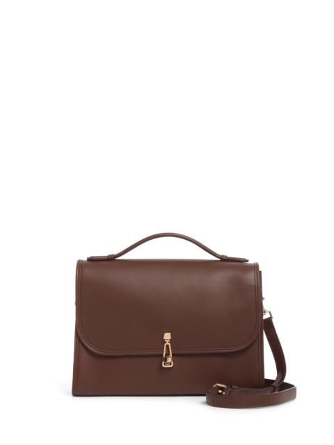 GABRIELA HEARST Large Leonora Flap Bag in Chocolate Leather