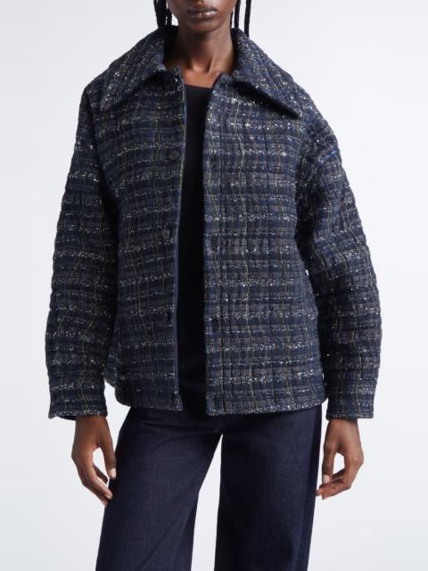 Missoni Missoni Padded Metallic Wave Check Overshirt in Black And Blue at Nordstrom