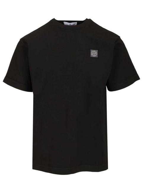 Stone Island Ss Combed Organic Cotton Jersey, Garment Dyed T-Shirt Black