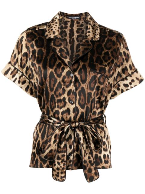 Dolce & Gabbana Dolce & Gabbana Leopard-print Belted Silk Shirt