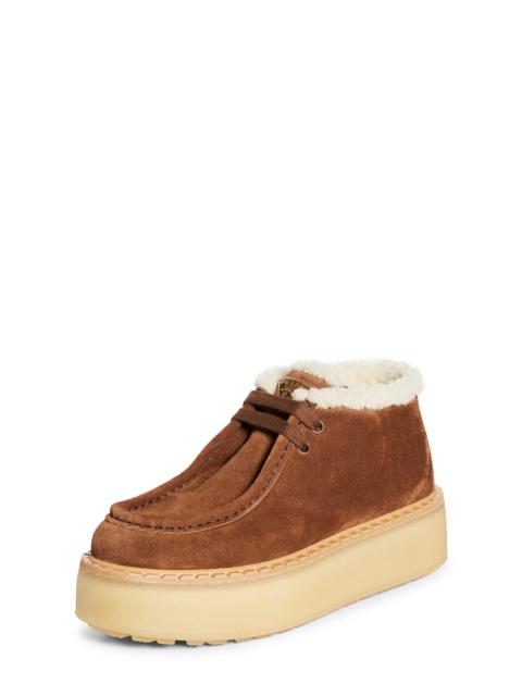 Prada Prada Genuine Shearling Derby Bootie in Cacao at Nordstrom