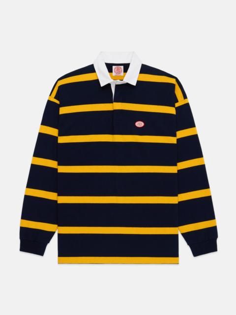 J. PRESS MADE-IN-USA YELLOW BAR STRIPE J. PRESS SEAL COTTON RUGBY
