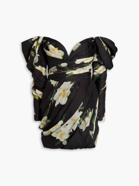 Zimmermann Off-the-shoulder floral-print linen and silk-blend mini dress