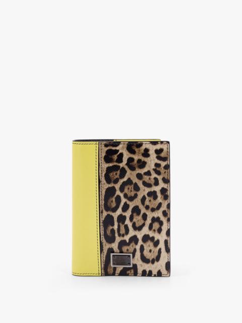 Other Designers Dolce E Gabbana Saffiano Leather Passport Holder With Clored Leather Inserts