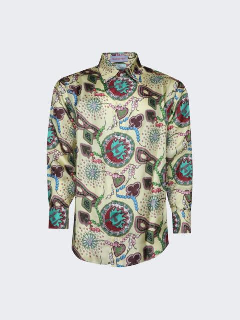 BLUEMARBLE Printed Silk Twill Shirt Yellow Multicolor