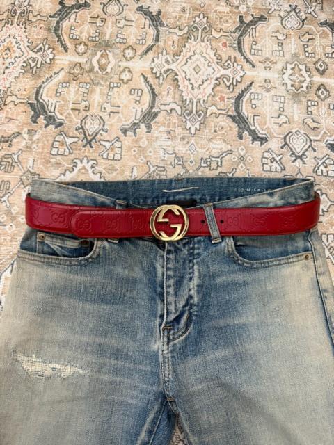 GUCCI Gucci Double G Red All-Over Print Belt