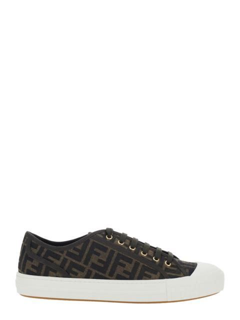 FENDI Fendi Men Brown Sneaker With All-Over Ff Motif In Fabric Man