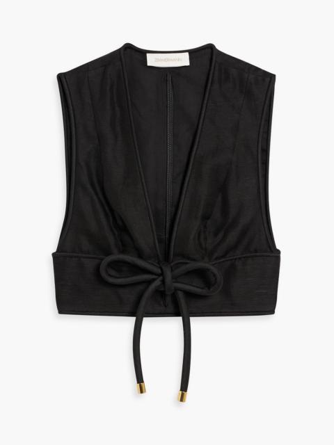 Zimmermann Cropped linen and silk-blend top