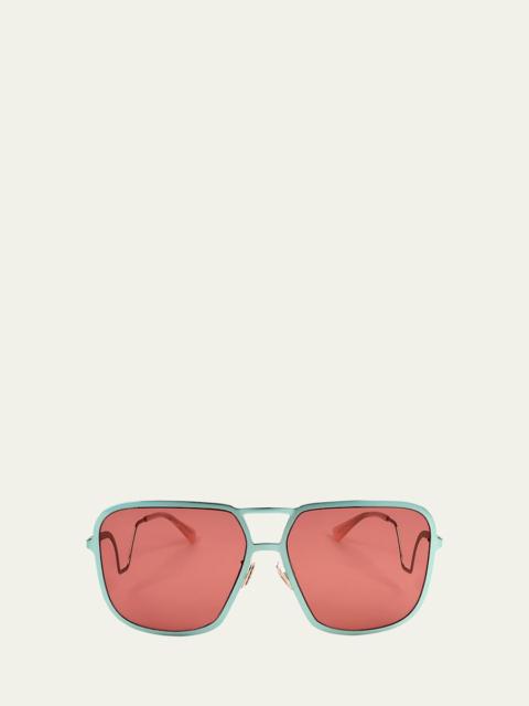 Marni Geometric Metal Aviator Sunglasses